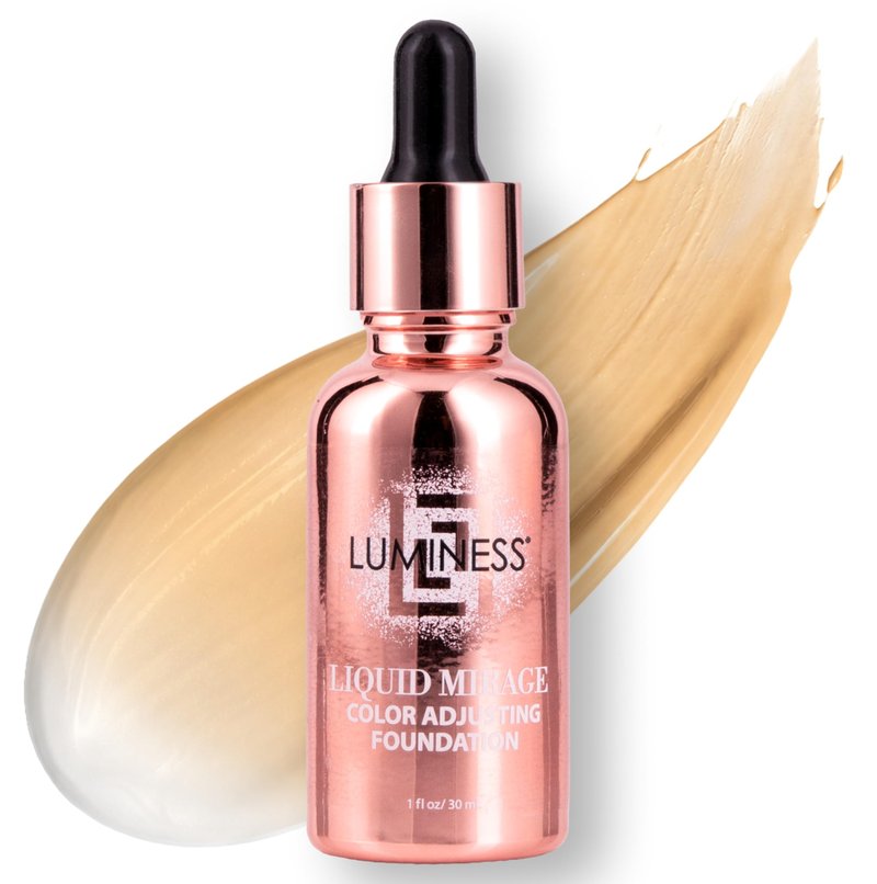 LUMINESS Liquid Mirage Color Changing Foundation for Mature Skin, Skincare-Infused Makeup with Hyaluronic Acid & Vitamin E, Hydrating Liquid Foundation & Concealer Hybrid, Hypoallergenic (Medium)