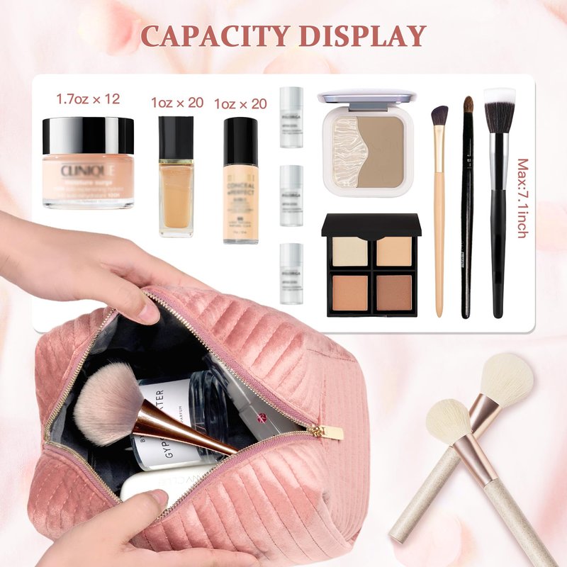 COSHAYSOO Travel Makeup Bag Quilted Make Up Pouch Initial Cosmetic Case with Butterfly Decorations for Women Birthday Easter Mothers Christmas Valentines Graduation Appreciation Gifts Pink Letter N
