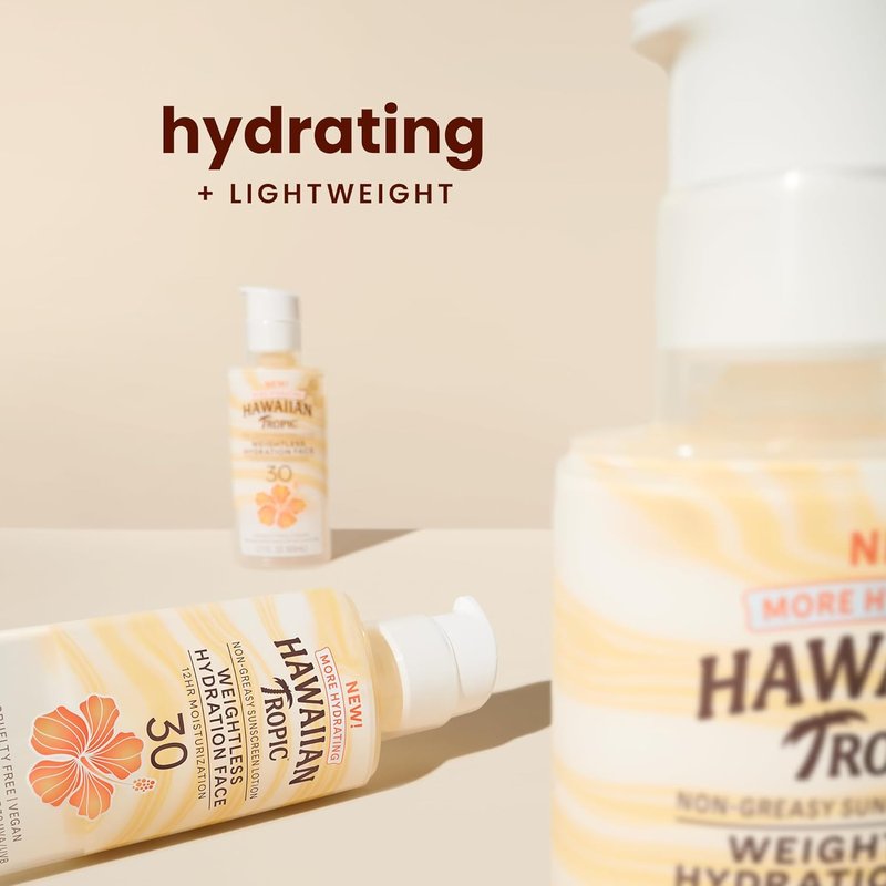 Hawaiian Tropic Weightless Hydration Lotion Sunscreen SPF 30 - Travel Size 1.7oz | Ideal for Beach & Summer Protection