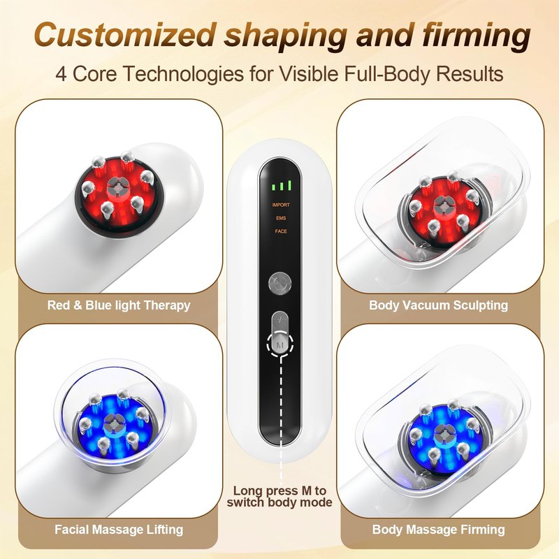 3-in-1 Body Sculpting Machine, Red Light Therapy Body Sculptor Electric Cupping Therapy Massager, Suitable for Waist Abdomen, Arms, Hip and Legs