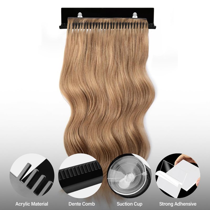 Hair Extension Holder Braiding Hair Rack Hair Extension Hanger Hair Holder Weft Holder w/2 Suction Cups Designed to Securely Hold Extra Wide Wefts While You Wash, Color, Style & Store