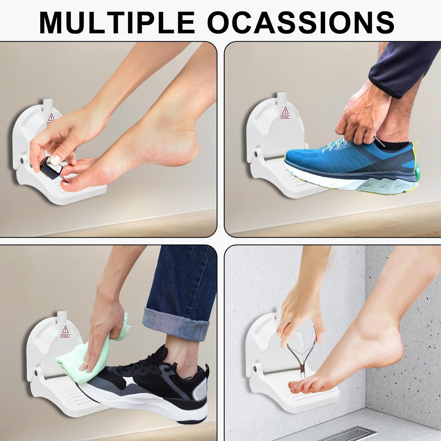ZMJY Shower Foot Rest, Strong Suction Cup Foldable Foot Stool for Shaving Legs in Shower, No Drill Bathroom Foot Rest with Anti-Slip Surface for Elderly, Pregnancy, Portable for RV Travel