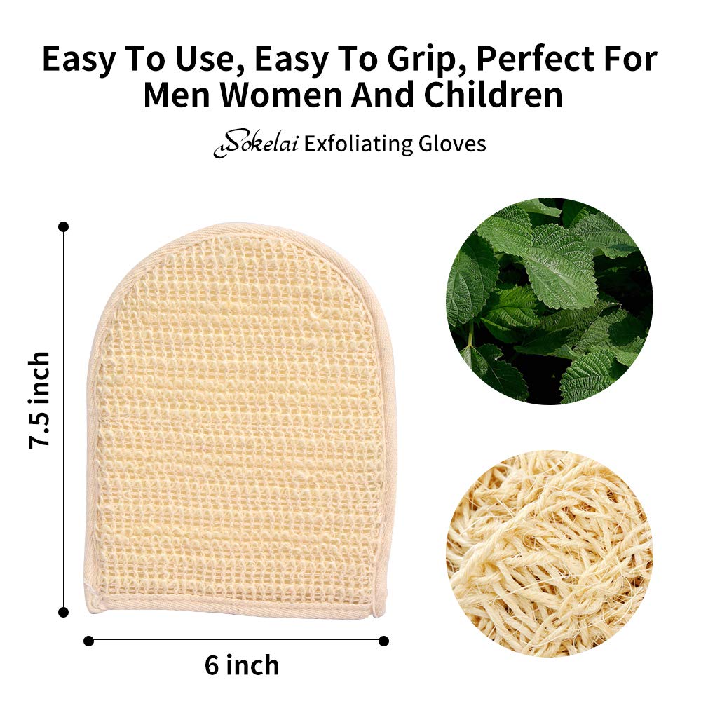 Exfoliating Loofah Mitt Shower Gloves - Bath Glove Body Scrubber Exfoliator for Remove Dead Skin, Loofa Scrub Mittens for Exfoliation, Double-Sided Luffa Sponges Facial Body Pads for Men Women Bathing