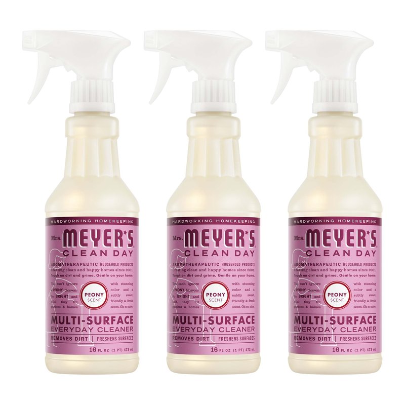 MRS. MEYER'S CLEAN DAY Multi-Surface Everyday Cleaner, Peony Scent, 16 Fl Oz Bottle - 3 Pack