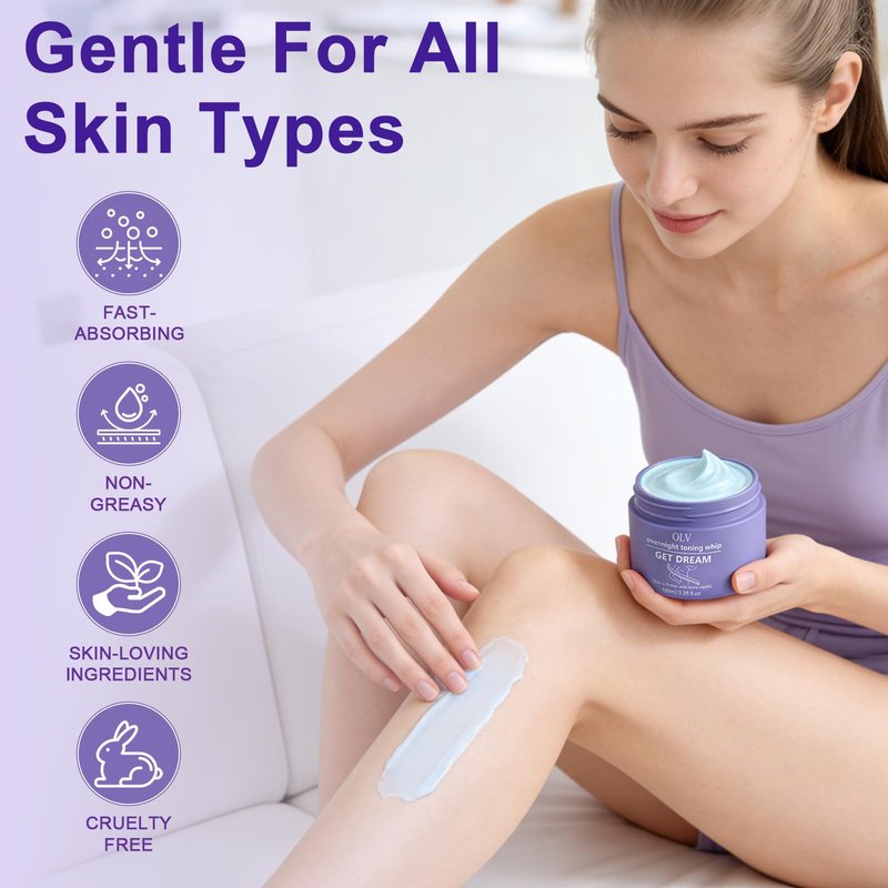 OLV Overnight Toning Whip, Body Firming Cream for Women, Anti Wrinkle Moisturizing Toning Whip, Smooth & Tight Skin Help Target The Appearance Of Loose Skin for All Skin Types (3.38 oz)