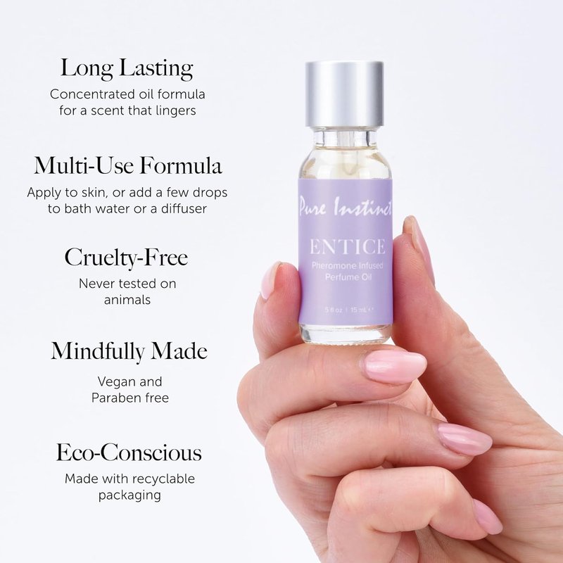 Pure Instinct | Entice Pheromone Infused Oil for Women - Long-Lasting Essential Oil Fragrance, 0.5 fl oz
