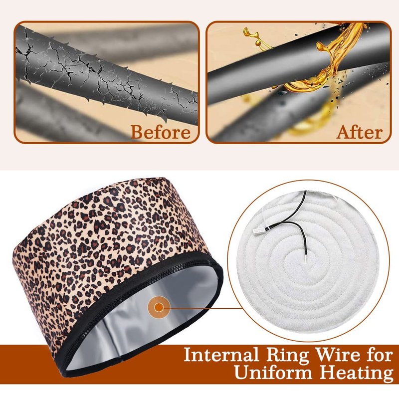 Skiennix Electric Hair Cap - Thermal Treatment Hat with Dual Temperature Control | Leopard Print