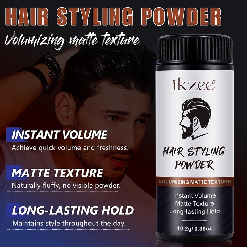 ISUNRISE Hair Styling Powder for Men - Texturizing & Volumizing Matte Finish - 10g Set