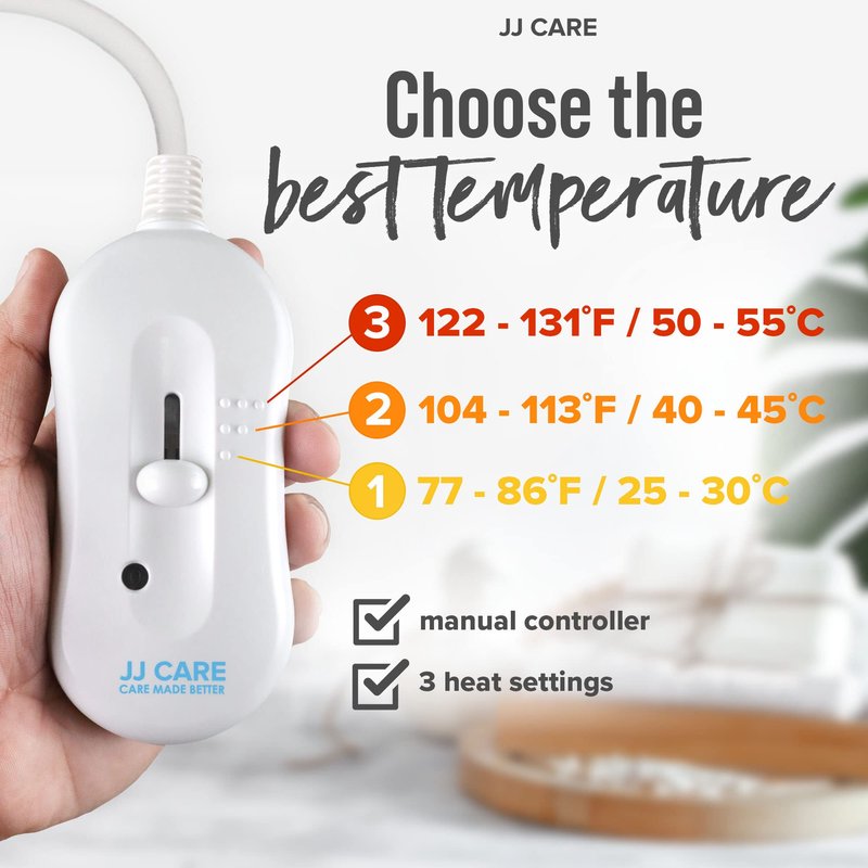 JJ CARE Massage Table Warmer 31"x71", Manual 3 Heat Control Fleece Pad, Heated Massage Table, 12 FT Cord, Overheat Protection
