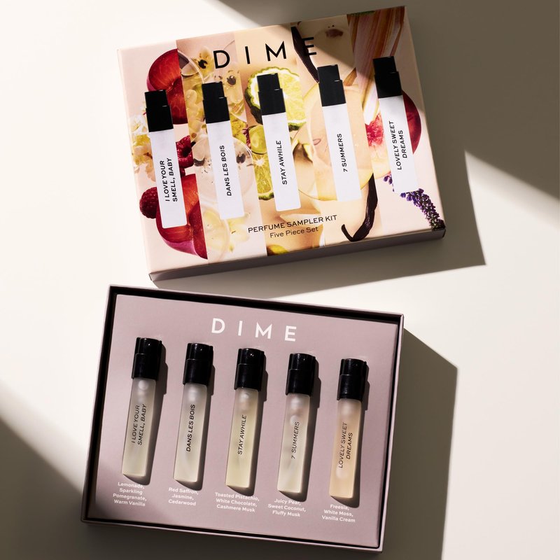 DIME Beauty Perfume Sampler, Hypoallergenic, Clean Perfumes, Eau de Toilette For Women (Set of 5, 2 ml)