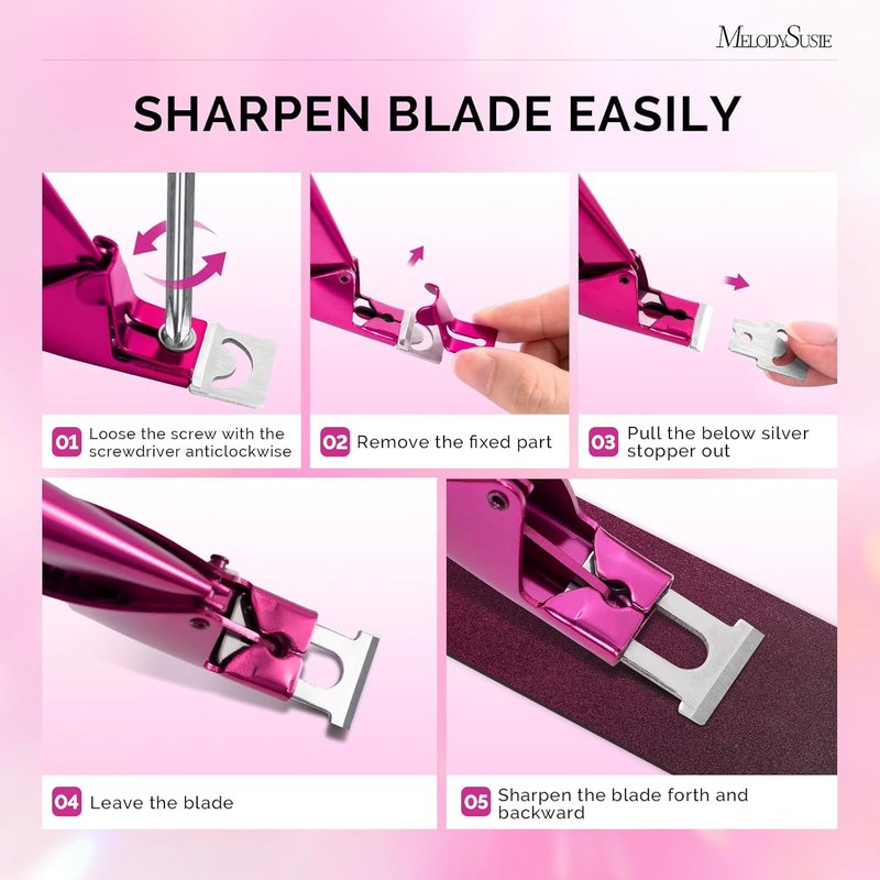 MelodySusie Acrylic Nail Clippers - Professional Adjustable Stainless Trimmer with 15pcs Magnet Sizers | Plum Color