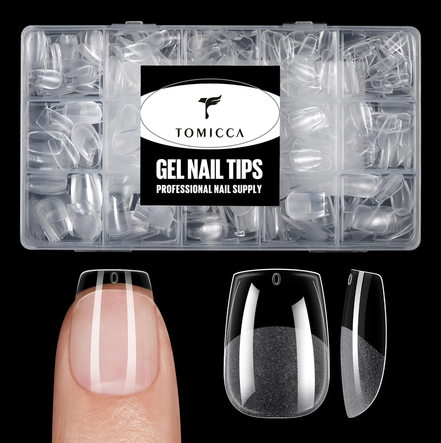TOMICCA Extra Short Coffin Nail Tips 15 Sizes 240Pcs Acrylic Nails Pre-shape Gel Nail Tips Full Cover Clear Nails For for Beginners and Professionals Nail Extension, Home DIY Salon
