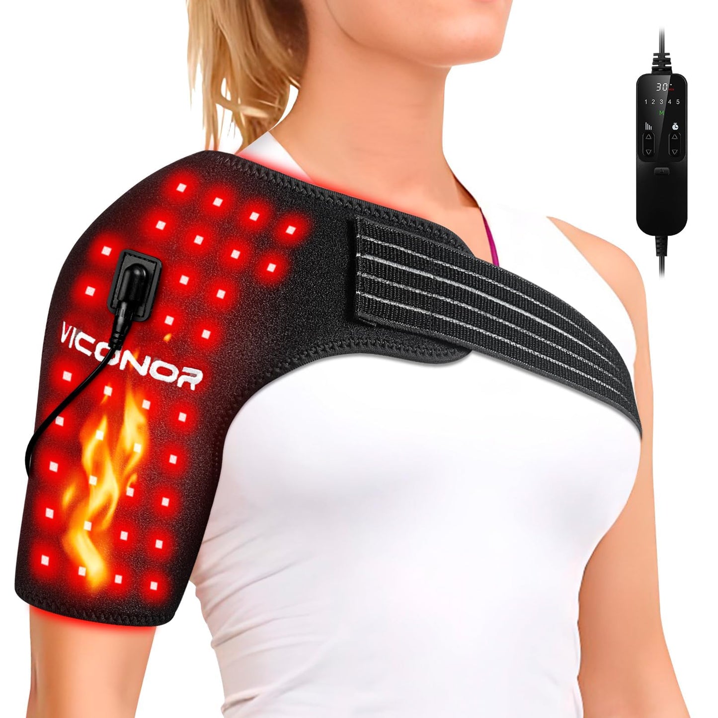 Viconor Red Light Therapy for Shoulder Pain Relief, Infrared Light Therapy for Body, Improve Joint Muscle, 660nm & 850nm Red Light Shoulder Wrap, Black1