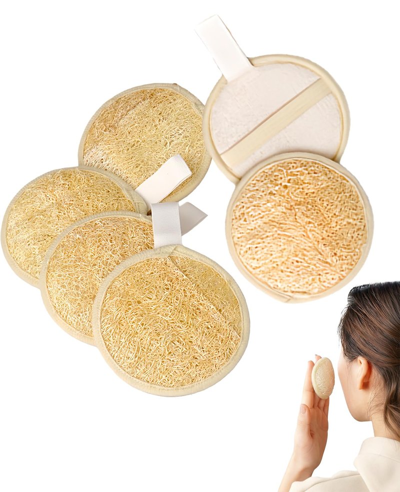 Natural Loofah Face Scrubber,Exfoliating Facial Scrub Pads Made from Organic Luffa for Women and Men (3.35", 6Pack)