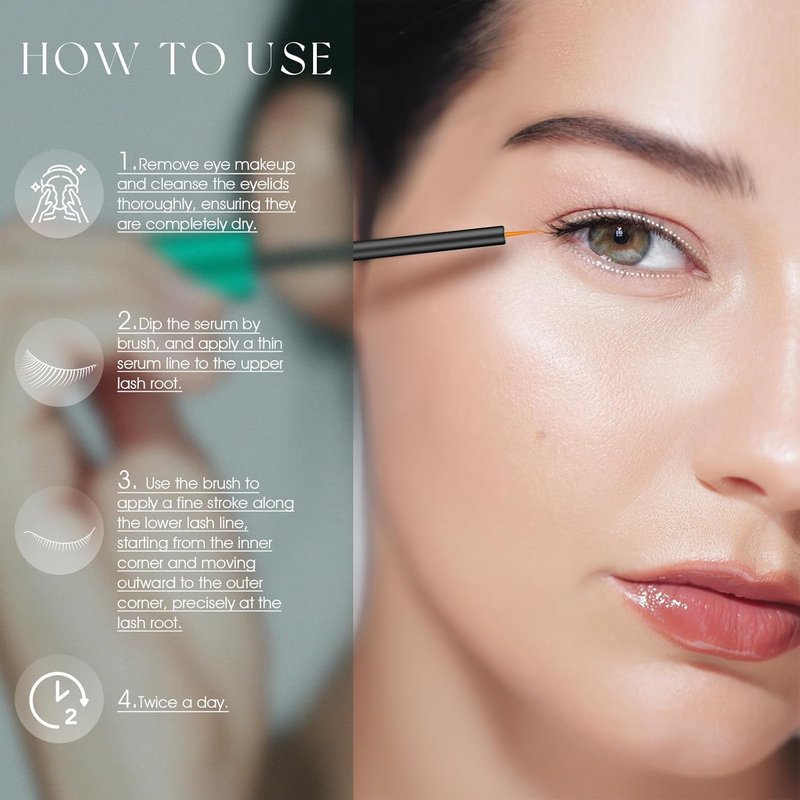Eyelash Growth Serum - Promote Longer, Thicker Lashes | Vegan & Cruelty-Free, 3mL (2-Month Supply)