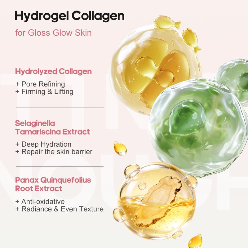 NLQ Collagen Face Mask Overnight Hydrogel Deep Mask - Glass Skin Intensive Hydrating & Firming Pore Refining Anti-Aging Sheet Mask, Skincare Gift for Women (5 Sheets)