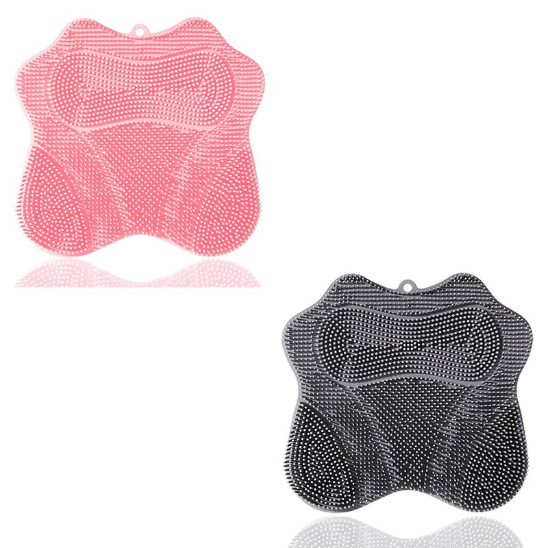 Easkite Shower Foot Scrubber, Shower Foot and Back Scrubber with Suction Cups, Shower Silicone Foot Washer for Exfoliating Massage（Grey&Pink）