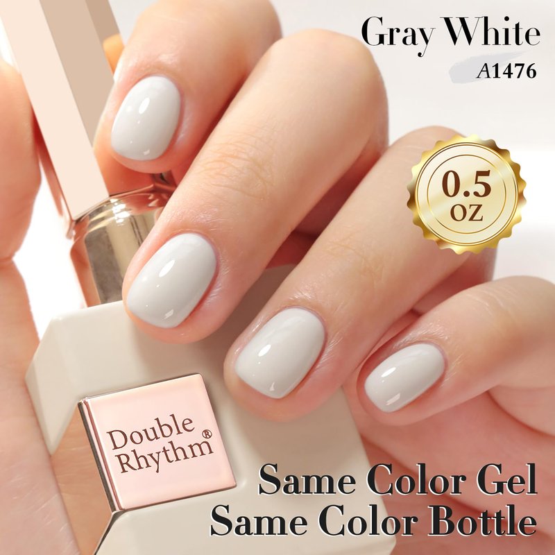 Double Rhythm 15ML Gel Polish Pure Sheer Same Color Same Bottle Soak Off Gel Polish Art Manicure Salon DIY at Home for Women (Gray White-A1476)