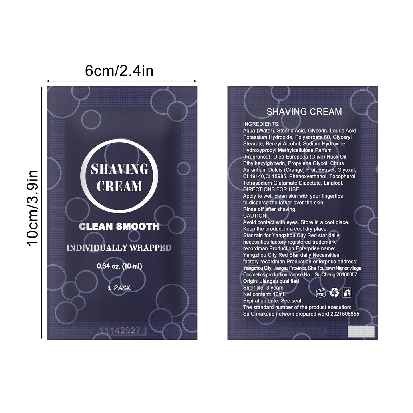 Travel Shaving Cream for Men, Individually Wrapped Mini Shaving Cream in Bulk, Disposable Travel Size Toiletries Amenities Vacation for Hotel, Shelter/Homeless/Nursing Home/Charity 0.34 oz (30 Pack)