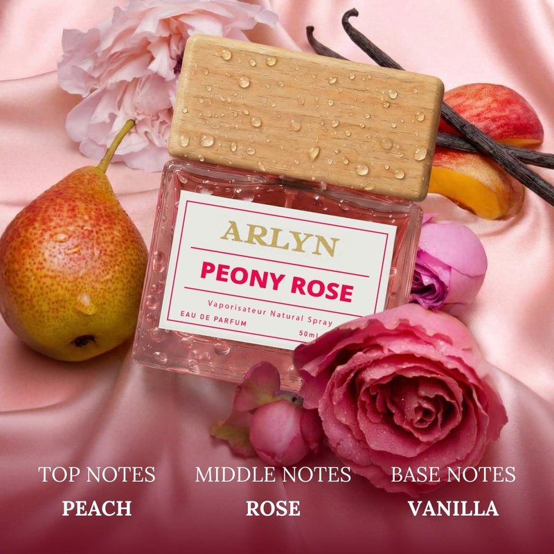 ARLYN Peony Rose Eau de Parfum, Peach-Rose-Vanilla, Long-Lasting Perfume for Women, Vegan, Cruelty Free, Made In USA - 50 ml | 1.7 FL Oz
