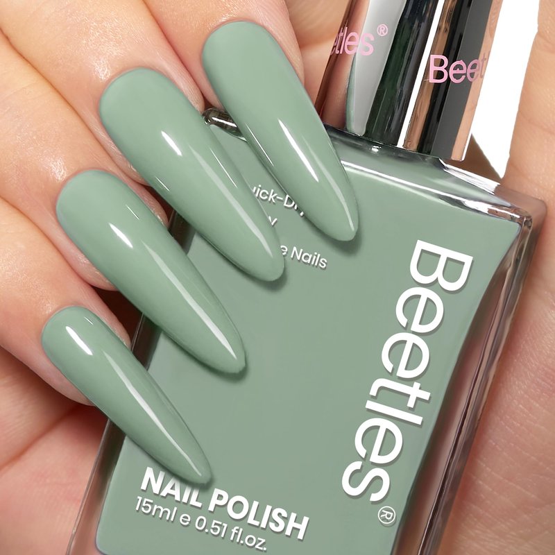 Beetles Green Nail Polish 1Pcs 15ml Fast Drying & Long Lasting Nail Polish Serene Oasis Green Nail Lacquer Finish Nail Art Design for Women
