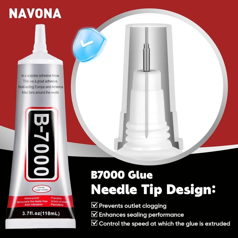 B7000 Clear Glue - Precision Tip for Rhinestones & Crafts | 2 PCS 110ml for Jewelry, Nail Art, DIY