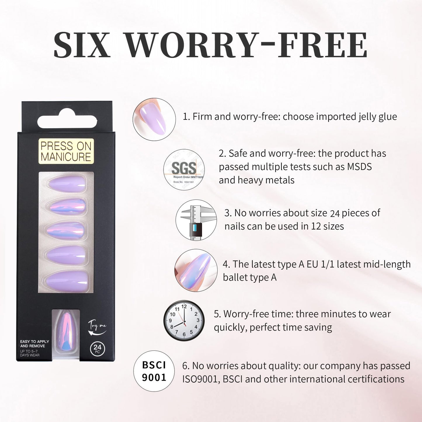 Withered Hnad Press On Nails - Semi-Transparent Glitter Short Almond False Nails, Reusable Stick On Fake Nails with Glue | Salon Quality - 24 Nails Kit