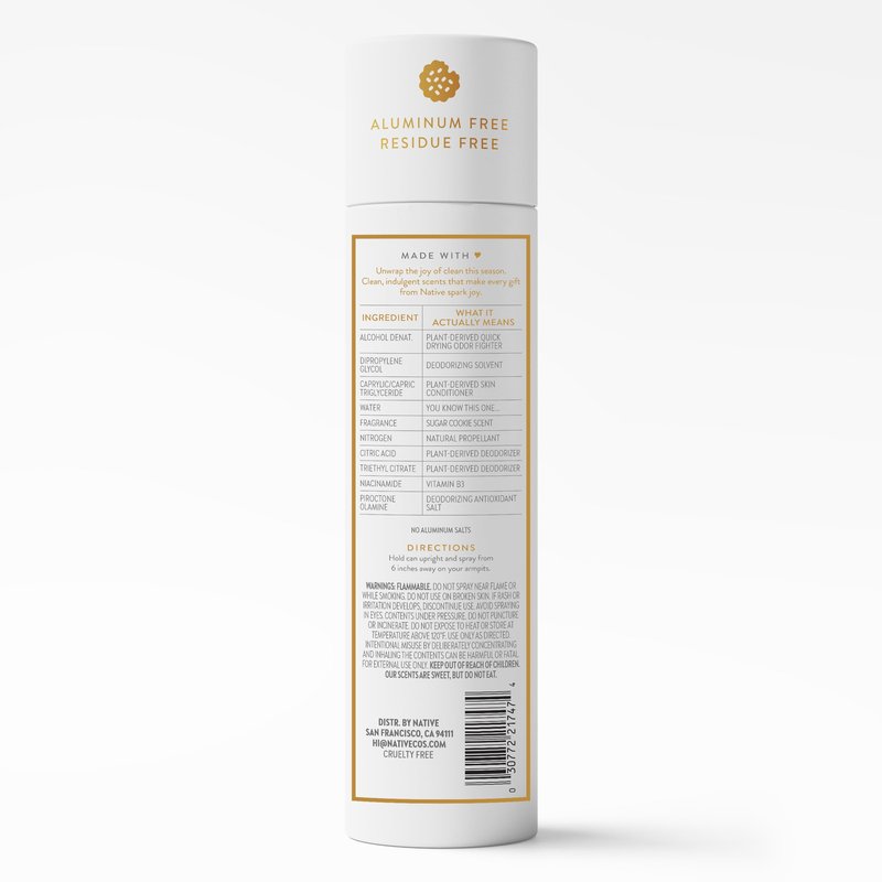 Native Deodorant Spray, Holiday Edition, Sugar Cookie Scent, Contains Naturally Derived Ingredients, 72 Hour Odor Control | Deodorant for Women and Men, Aluminum Free with Baking Soda