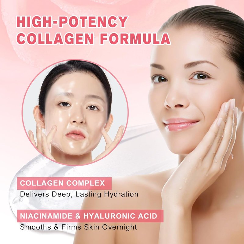 Skiennix Collagen Night Wrapping Mask - Hydrolyzed Peel-Off Facial Mask for Tightening & Hydration (Pink)