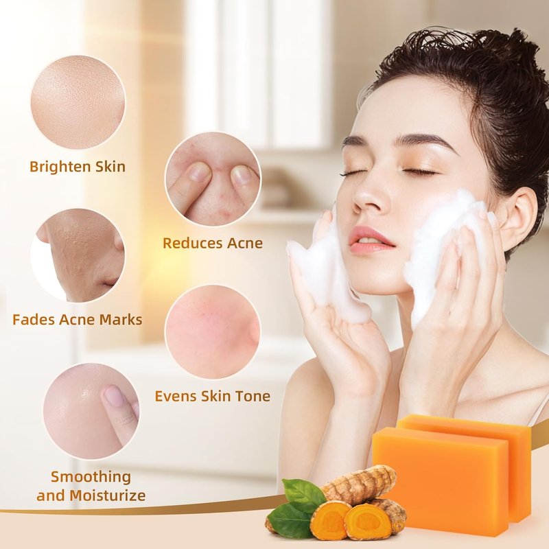 Kojic Acid Turmeric Soap Bar - Dark Spot Remover for Even Skin Tone | Moisturizing Natural Ingredients, 2-Pack