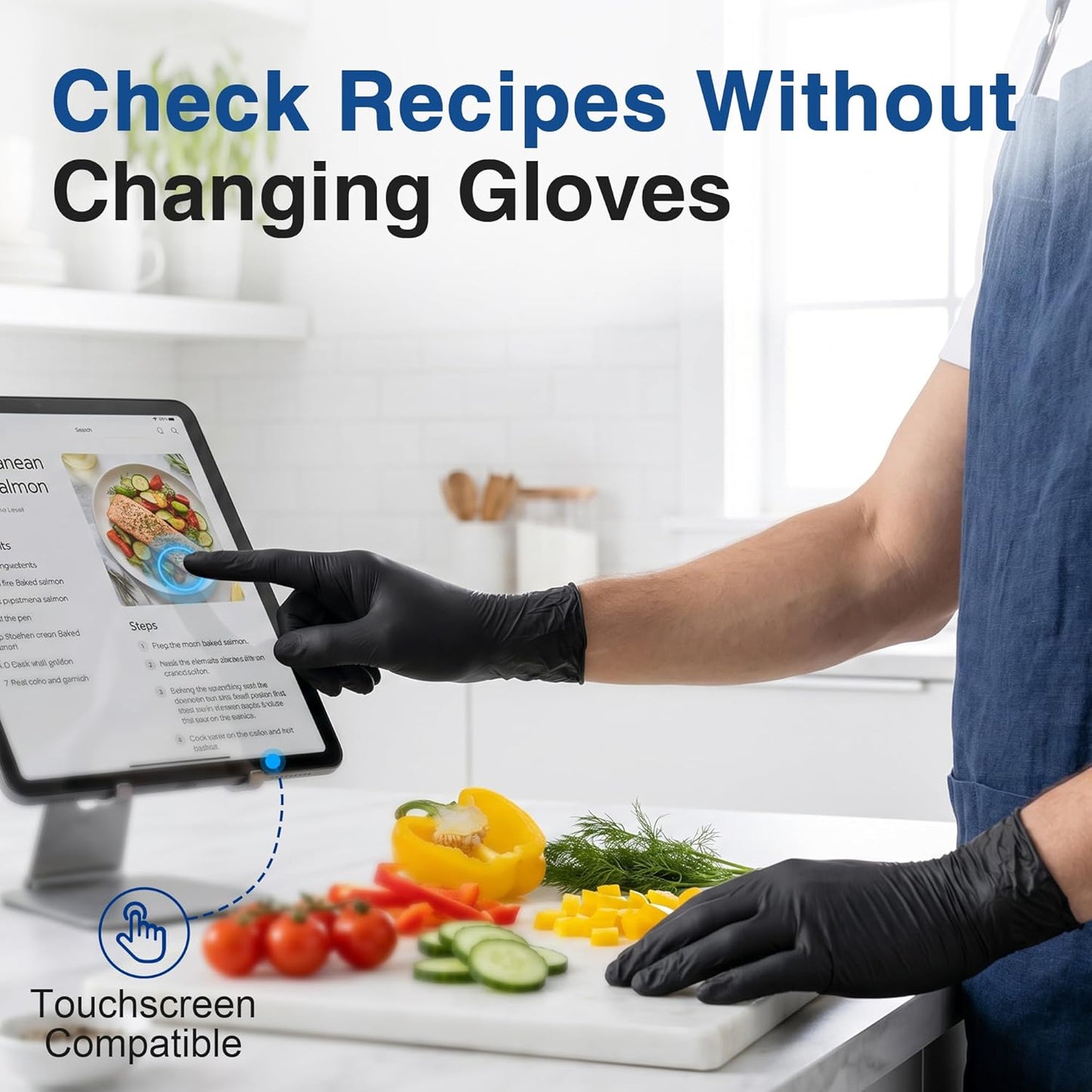 Vinyl Synthetic Exam Gloves - 4 Mil Latex-Free Disposable Gloves for Medical, Cooking & Food Prep