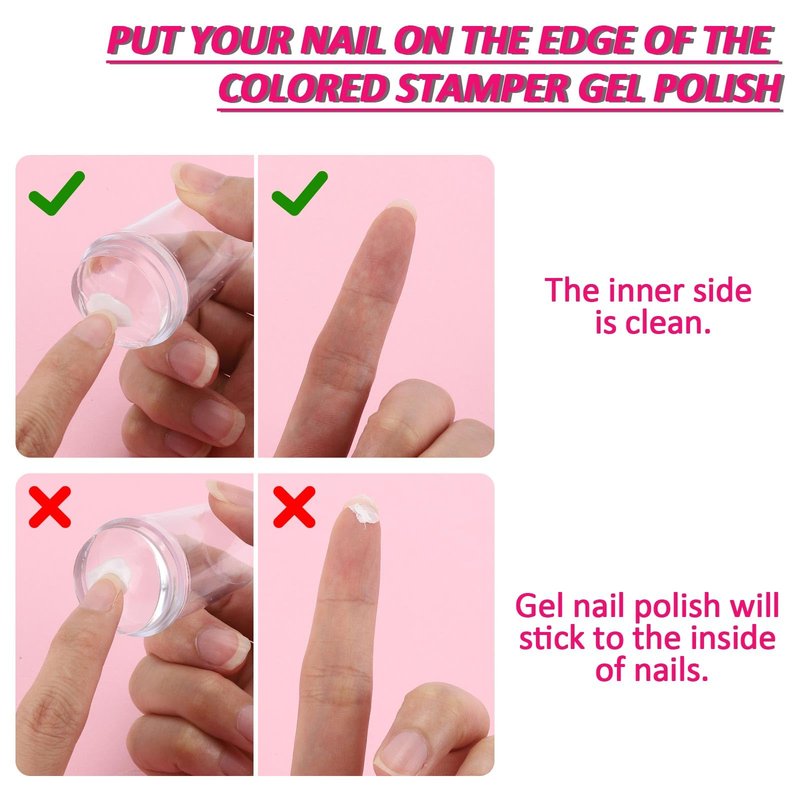French Tip Stamp - 4Pcs Clear Silicone Stamps With 4Pcs Scrapers for Manicure Home Salon DIY Nail Art