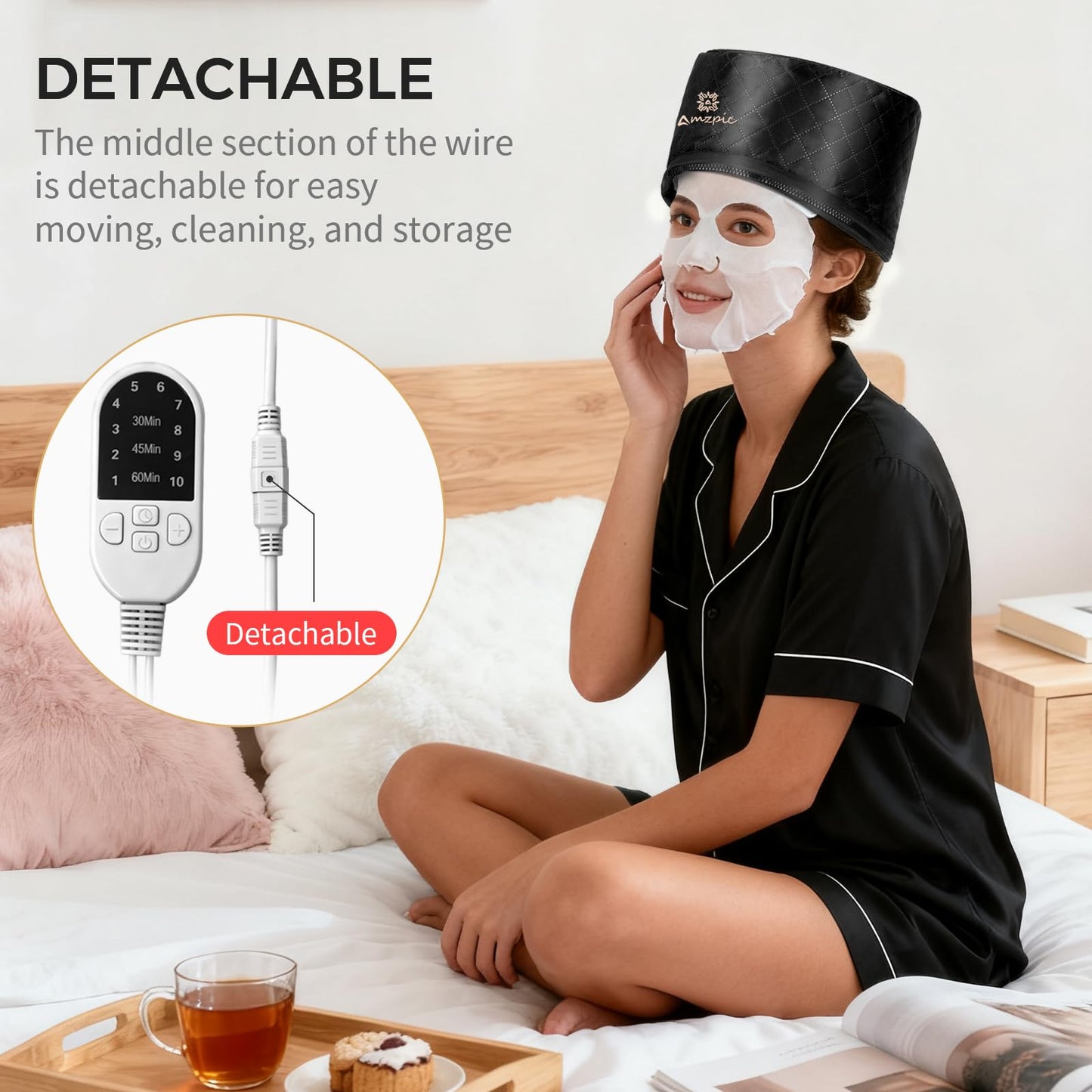 Thermal Heat Cap for Deep Conditioning - Electric Steamer Cap with 10-Level Temperature Control, Fast Heating for Natural & Afro Hair Care at Home