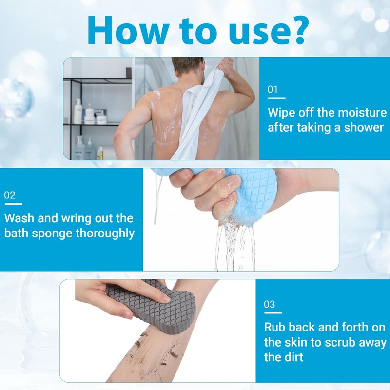QFGasre Exfoliating Bath Sponge, 4 Pcs Soft Exfoliating Bath Sponges Set Gentle Dead Skin Remover Reusable Exfoliate Body Scrubber for Adults Women Men Skin Friendly