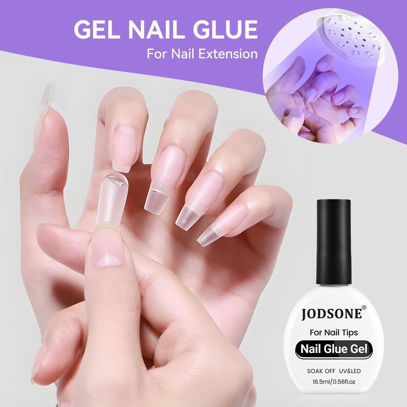 JODSONE 3Pcs 16.5ml Top Coat and Base Coat Set with Nail Glue Gel No Wipe Top Coat Base Nail Glue Gel for Attaching False Nails Securing Decorations Need U V Lamp Cured