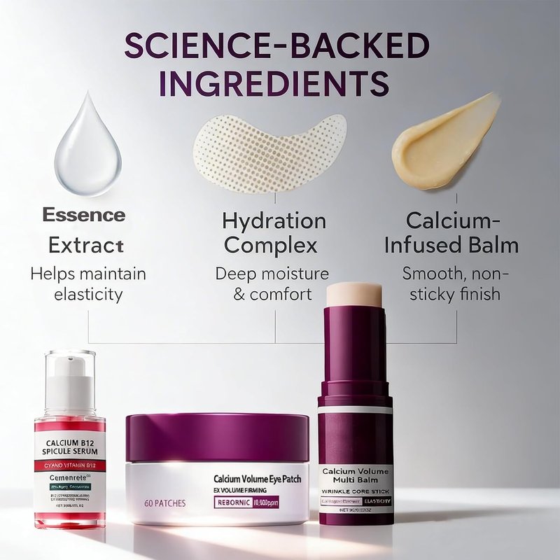 Calcium Volume Multi Balm & Hydrogel Under Eye Patches | 60 Pairs for Gentle Firming & Moisture Routine