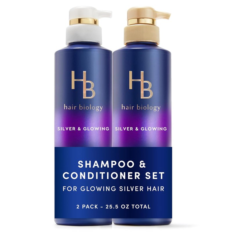 Biotin-Infused Purple Shampoo & Conditioner Set - Anti-Brassiness for Grey Hair | 12.8 Fl Oz Each, 2 Pack