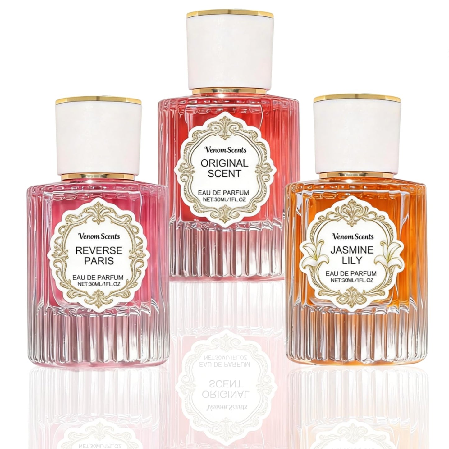 Venom Scents 3PCS Pheromones for Women, Jasmine Lily & Peony Long-Lasting Floral Perfume Collection (30ml Each)