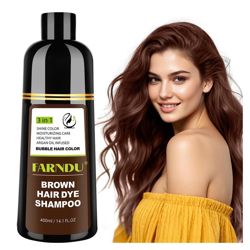Brown Hair Dye Shampoo - 3-In-1 Natural Color Treatment for Gray Hair | Ammonia & Paraben Free