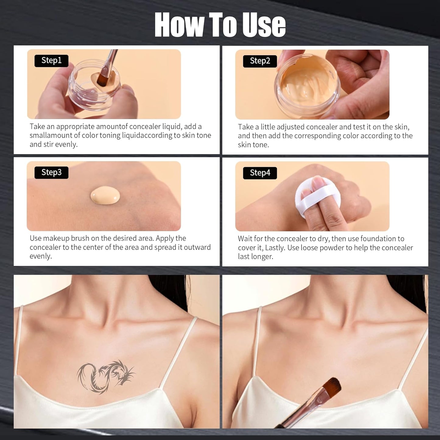 VANERIA Tattoo Cover Up Makeup - Waterproof Body Concealer for Scars & Birthmarks | 3 Shades Available