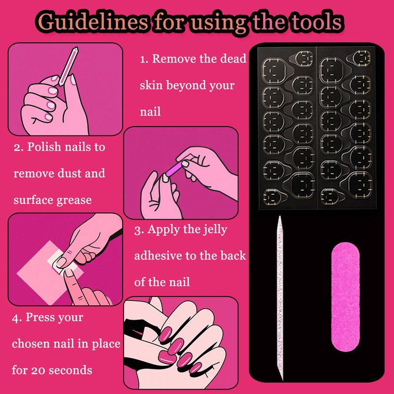 Melines 24pcs French Tip Medium Almond Press On Nails, Reusable Nail Kit with Nail Glue Adhesive Tabs Mini Nail File, 10 Sizes