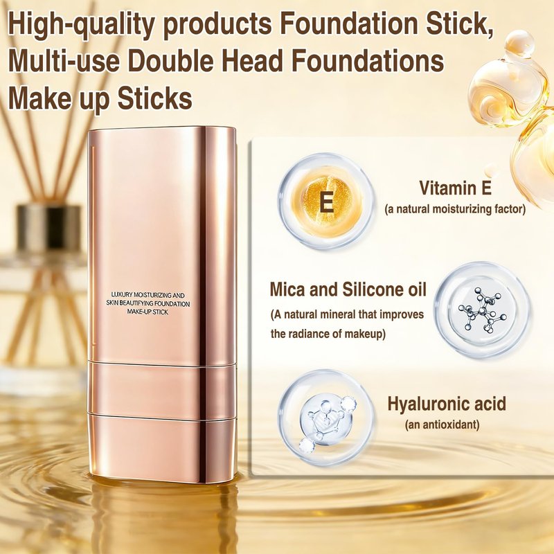 Skiennix Dual-Ended Concealer Foundation Stick - 3-in-1 Lightweight Formula for All Skin Types | #01 Bright White