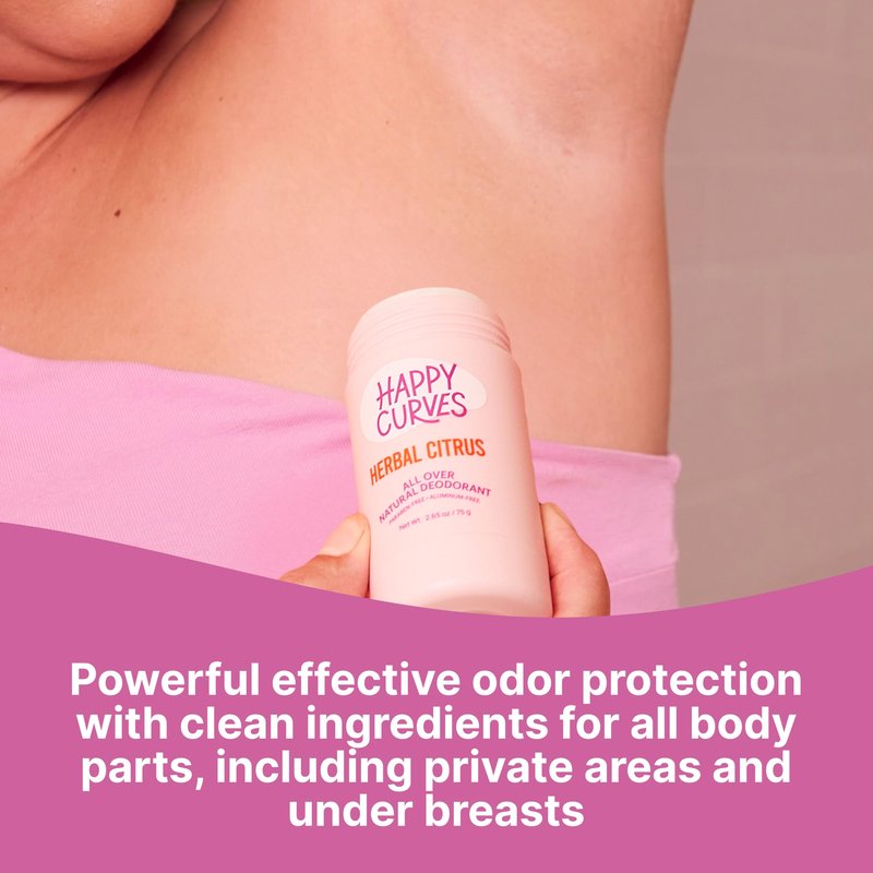 HAPPY CURVES All Over Whole Body Deodorant for Women - Aluminum-Free - Invisible All Day Layer of Full Body Protection for Long Lasting Odor Control, Sensitive Skin, & Private Parts - Tahitian Vanilla
