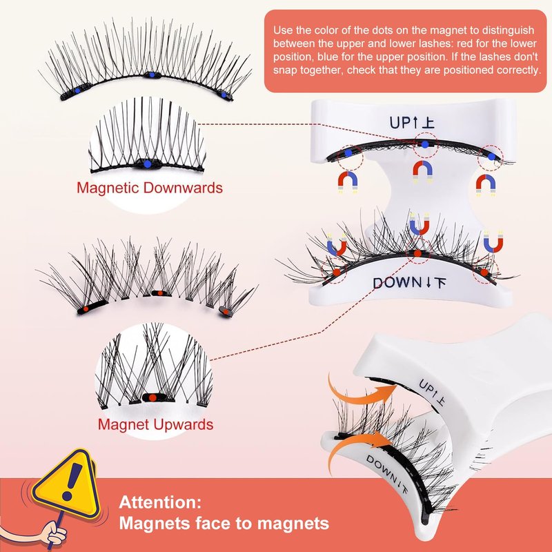 Magnetic Eyelashes Kit with Applicator Natural Look, Magnet lashes Pack Portable Reusable No Glue False Eyelashes Kit Easy to Wear Wispy Fluffy L13