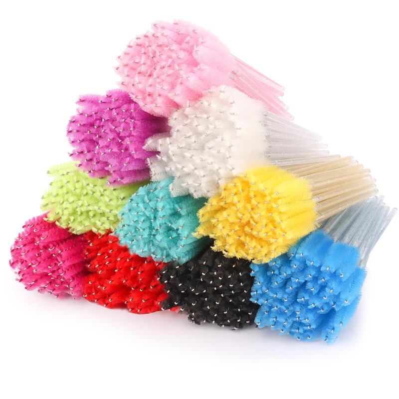 Aprince 500PCS Disposable Lash Spoolies Eyelash Brushes Mascara Wands Brow Spoolie for Makeup Applicators Eyelash Extensions Brow Brush