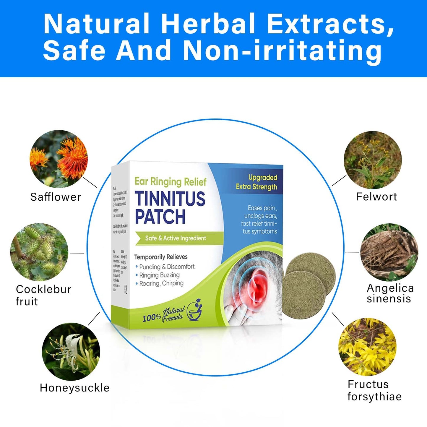 Tinnitus Relief for Ringing Ears | Natural Herbal Support for Ear Comfort & Soothing Rêlief | Help Quiet The Noise & Support Focus, for Men & Women, 50 PCS