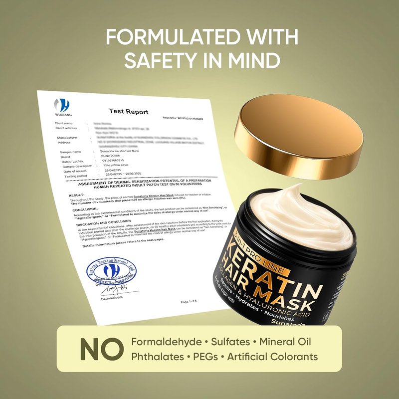 Keratin Hair Mask - Deep Repair for Dry, Damaged Hair | Hydrolyzed Keratin, Argan Oil, 8.5 fl oz