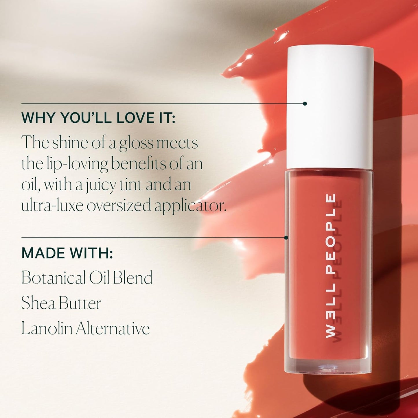 Well People Lush Lip Tinted Oil - Moisturizing Vegan Lip Oil for Nourishing Color | Cherry Blossom