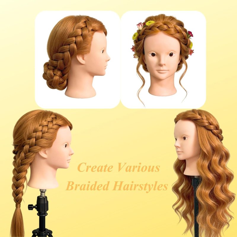 Skiennix Mannequin Head - 28" Hair Styling Practice Doll for Makeup, Cutting & Braiding