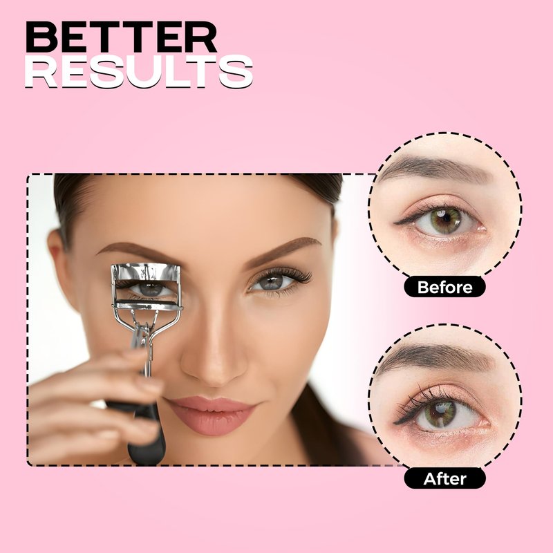 SILVEXA Eyelash Curler with Comfort Grip – Professional Stainless Steel Lash Curler with Soft Silicone Pads | No-Pinch, Long-Lasting Curl for All Eye Shapes | Ergonomic Handle Makeup Tool (Black)